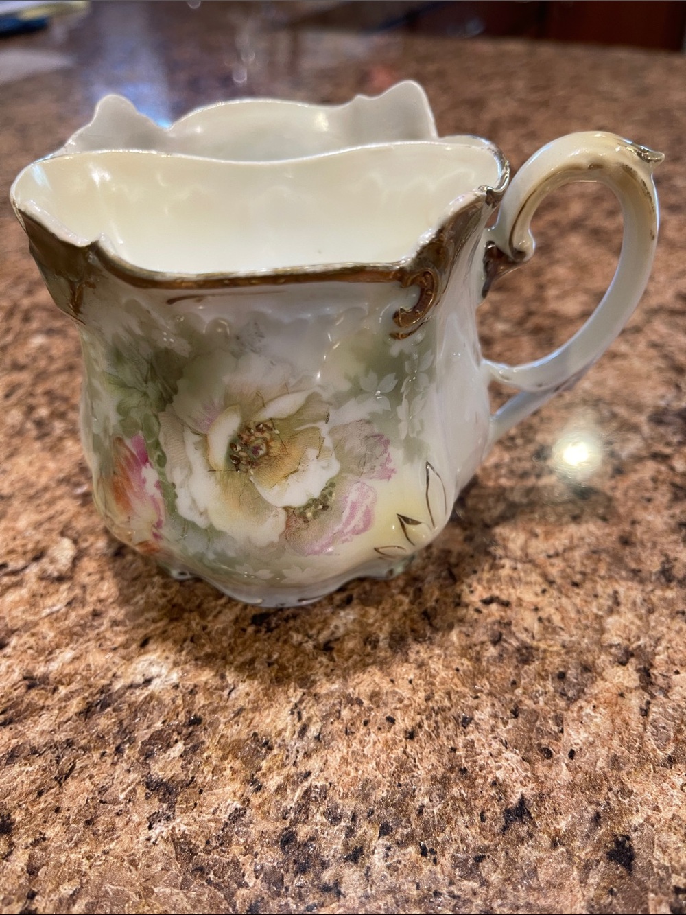 Antique Floral Depond Mustache Tea Cup RS Prussia
